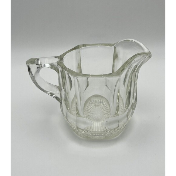 Vintage Starburst Crystal Clear Class Creamer Starburst Bottom Design USA Used - Picture 4 of 6
